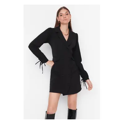 Trendyol Black Double Breasted Woven Dress