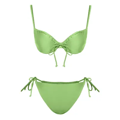 Trendyol Green Balconette Tunnel Brazilian Bikini Set