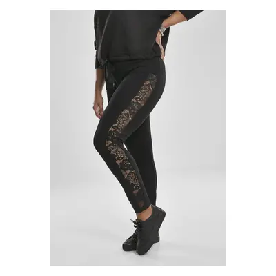 Women's Striped Lace Leggings Black