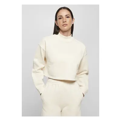 Ladies Cropped Oversized Sweat High Neck Crew whitesand