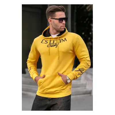 Madmext Men's Yellow Printed Hoodie Sweatshirt