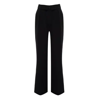 Trendyol Black Rolled Waist Detail Wide Leg Woven Trousers