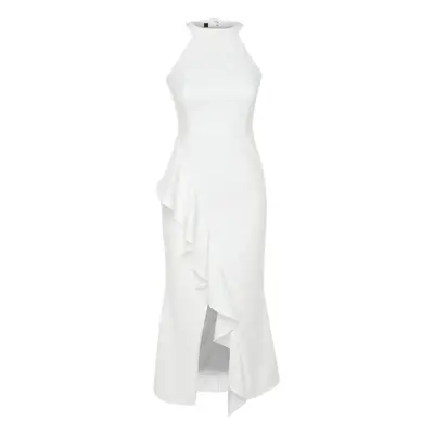 Trendyol Bridal White Flounce Detailed Woven Evening Dress