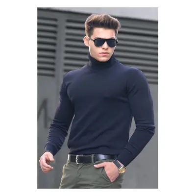 Madmext Navy Blue Turtleneck Sweater