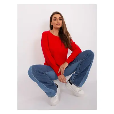 Classic red sweater with a round neckline