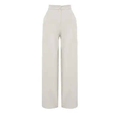 Trendyol Gray Wide Leg/Wide Leg Pleated Woven Trousers