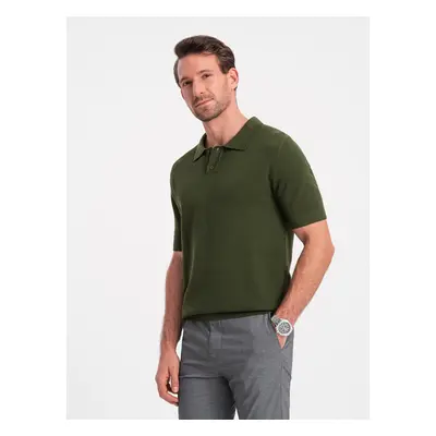 Ombre Men's structured knit polo shirt - olive