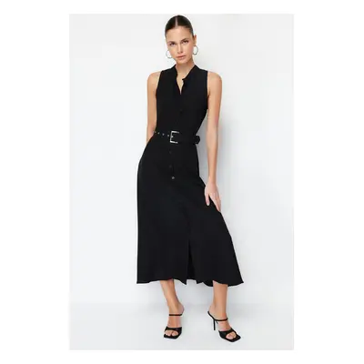 Trendyol Black Belted Midi Woven Shirt Dress