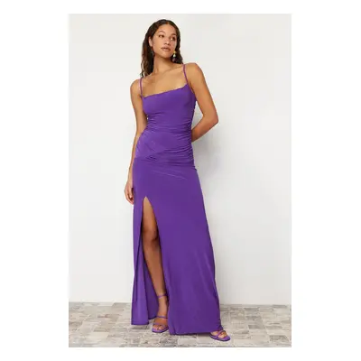 Trendyol Plum Knitted Evening Dress & Graduation Dress