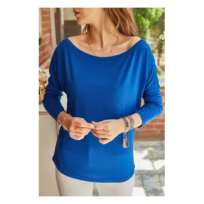 XHAN Women Saxon Boat Neck Viscose Blouse