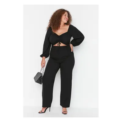 Trendyol Curve Black Cut Out Detailed Woven Overalls