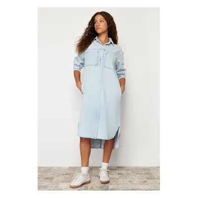 Trendyol Blue Denim Maxi Shirt Dress