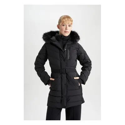 DeFactoFit Water Repellent Slim Fit Faux Fur Puffer Jacket