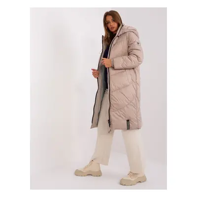 Dark beige winter jacket with hood SUBLEVEL