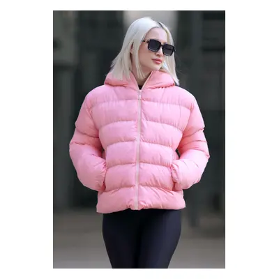 Madmext Women's Pink Hooded Puffer Coat