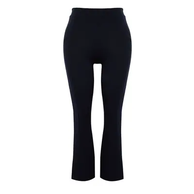 Trendyol Curve Navy Blue Knitted Trousers with Stitching Detail