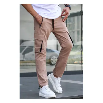 Madmext Beige Cargo Pocket Jogger Pants