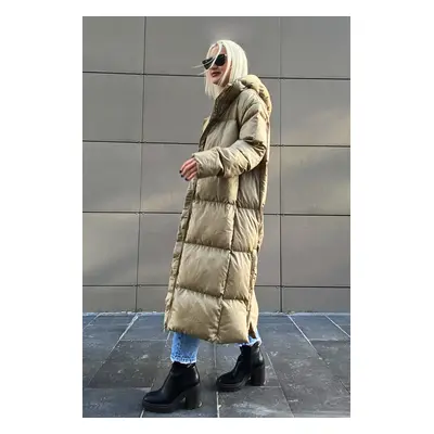 Madmext Mad Girls Khaki Long Puffer Coat