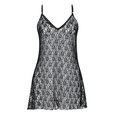 Trendyol Black Lace Floral Rope Strap Knitted Nightgown