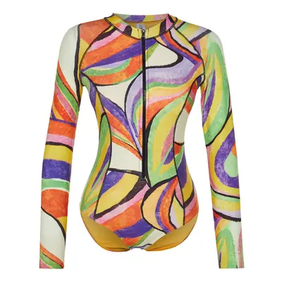 Trendyol Abstract Pattern Zip Long Sleeve Hipster Surfing Swimsuit