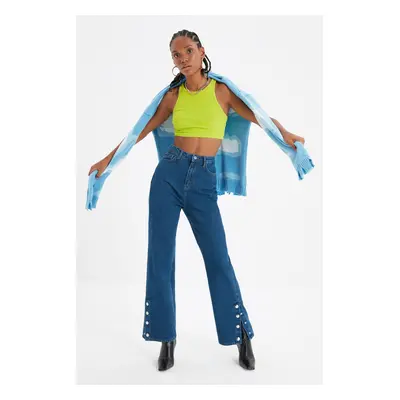 Trendyol Kék rés High Waist 90's Wide Leg Jeans