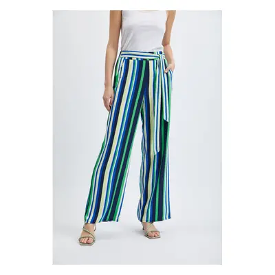 Orsay Green-Blue Ladies Striped Wide Pants - Women