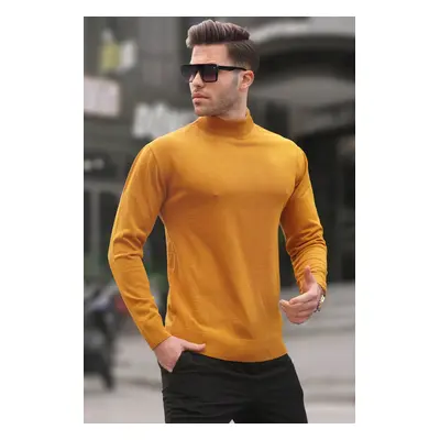 Madmext Mustard Slim Fit Half Turtleneck Men's Knitwear Sweater