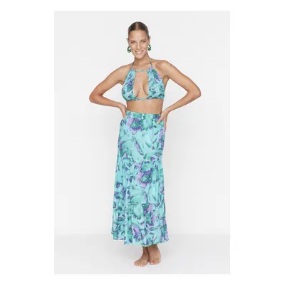 Trendyol Mint Floral Pattern Beach Top-Top Team