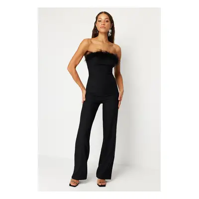 Trendyol Black Wide Leg Knitted Woven Jumpsuit