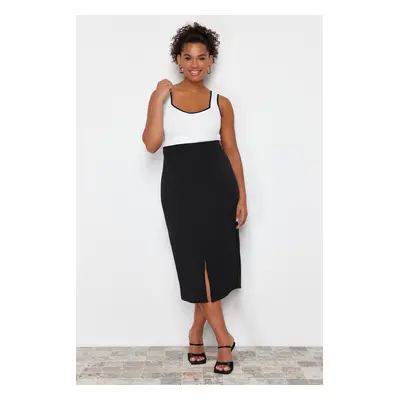 Trendyol Curve Black High Waist Midi Woven Skirt