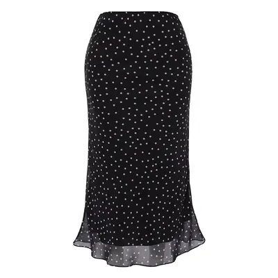 Trendyol Curve Black Polka Dot Herringbone Woven Skirt