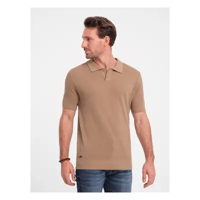 Ombre Men's structured knit polo shirt - light brown