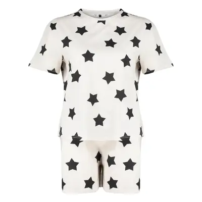 Trendyol Curve Beige Star Printed Knitted Pajamas Set