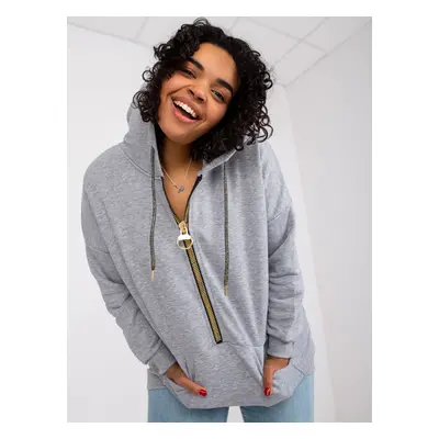 Grey melange plus size hoodie by Amanda