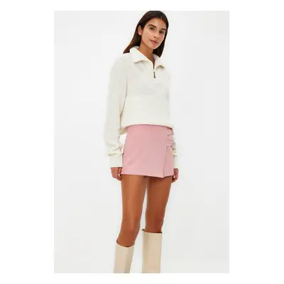 Trendyol Pale Pink Belt Detailed Woven Short Skirt