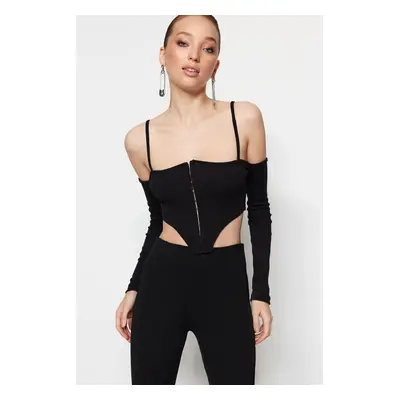 Trendyol Black Crop Knitted Blouse