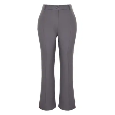 Trendyol Curve Gray High Waist Wide Leg / Wide Leg Woven Fabric Trousers