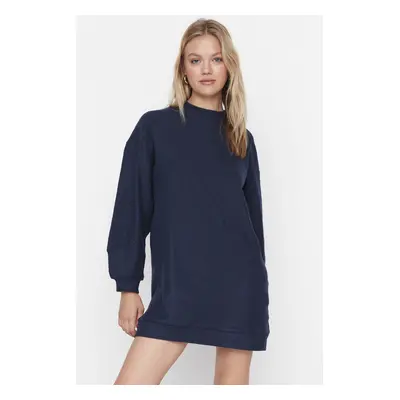 Trendyol Navy Blue Rib Mini kötött ruha