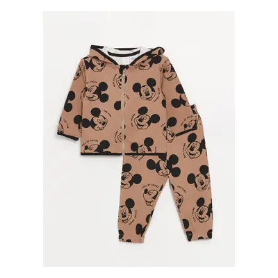 LC Waikiki Hooded Long Sleeve Mickey Mouse Printed Baby Boy Sweatshirt and Tracksuit Bottom 2-Pa