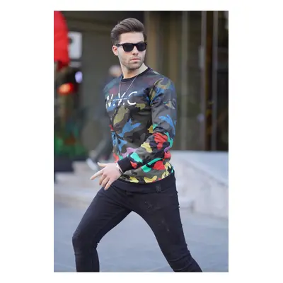 Madmext Men's Multi Color Crew Neck Sweatshirt