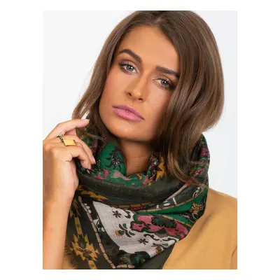 Scarf with folk khaki patterns