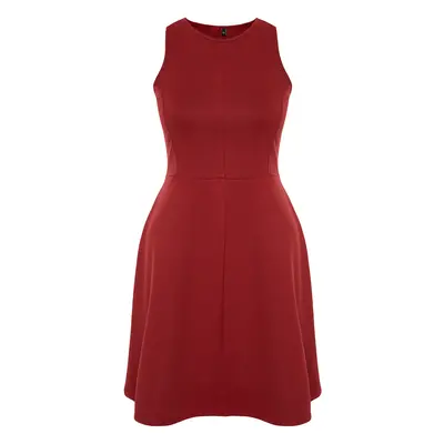 Trendyol Curve Red Stitch Detail Mini Knitted Dress