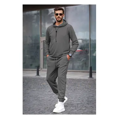 Madmext Smoky Hooded Basic Tracksuit Set