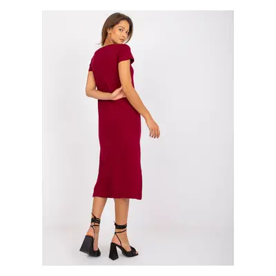 Dark burgundy viscose midi dress Liliane