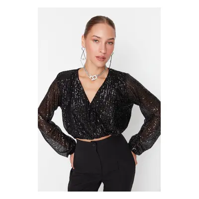 Trendyol Black Sequined Blouse