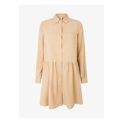 Beige women's shirt dress Pepe Jeans Alessa