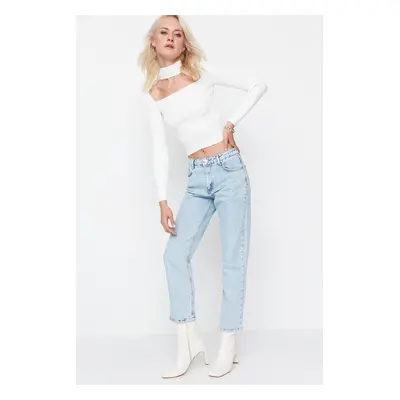 Trendyol Blue High Waist Straight Jeans