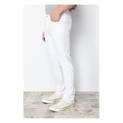 Trendyol White Slim Fit Stretchy Fabric Slim Cut Jeans Trousers