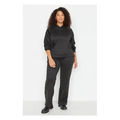 Trendyol Curve Black Scuba Knitted Top and Bottom Set