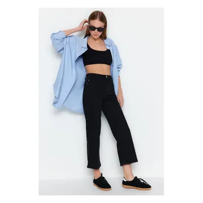 Trendyol Black High Waist Crop Straight Jeans